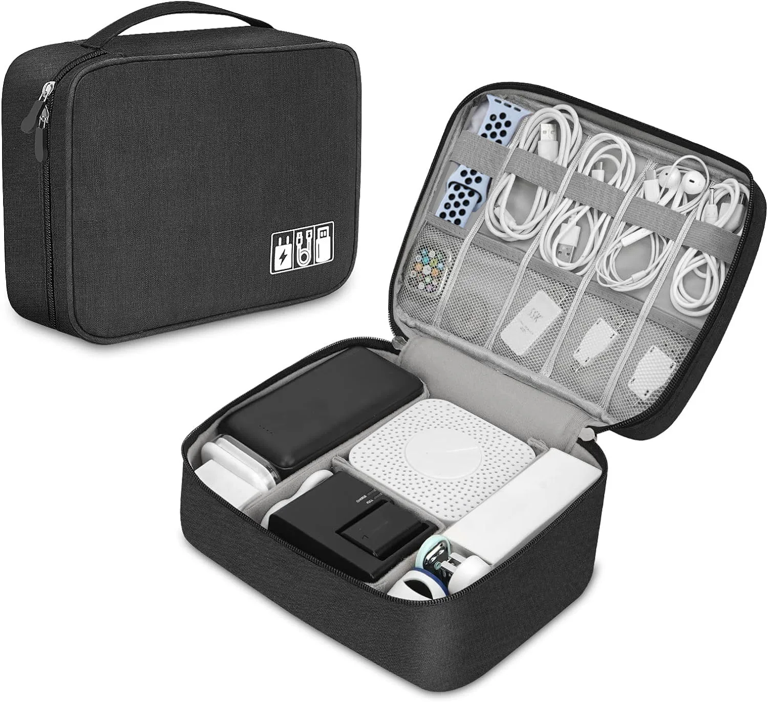 Tech Accessories Storage - 電子アクセサリー、ケーブル、イヤホン収納用のポータブルテックオーガナイザーケース