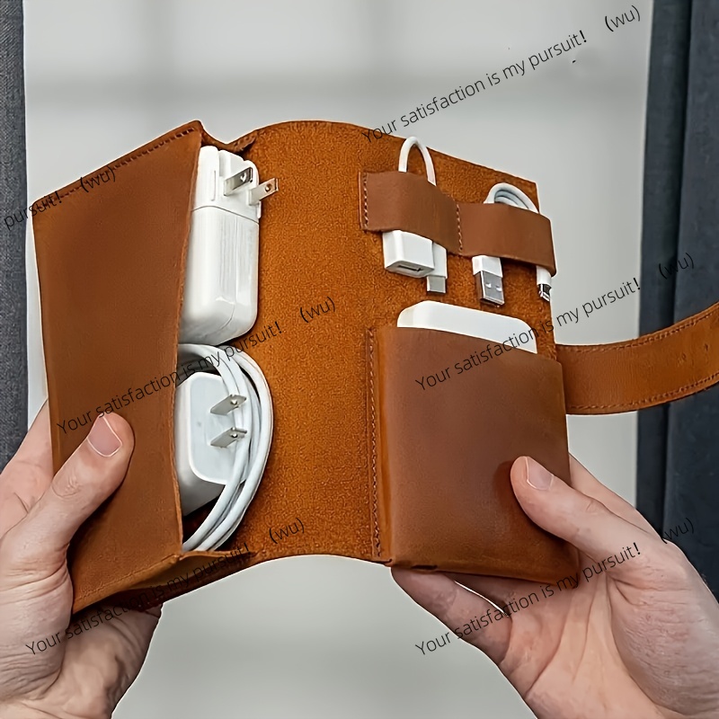 Tech Accessories Travel Case - 1pc PUレザーマルチコンパートメントオーガナイザー-ケーブル、充電器、ペン用のポータブルテックスクールアクセサリーケース-耐久性のあるトラベルストレージ