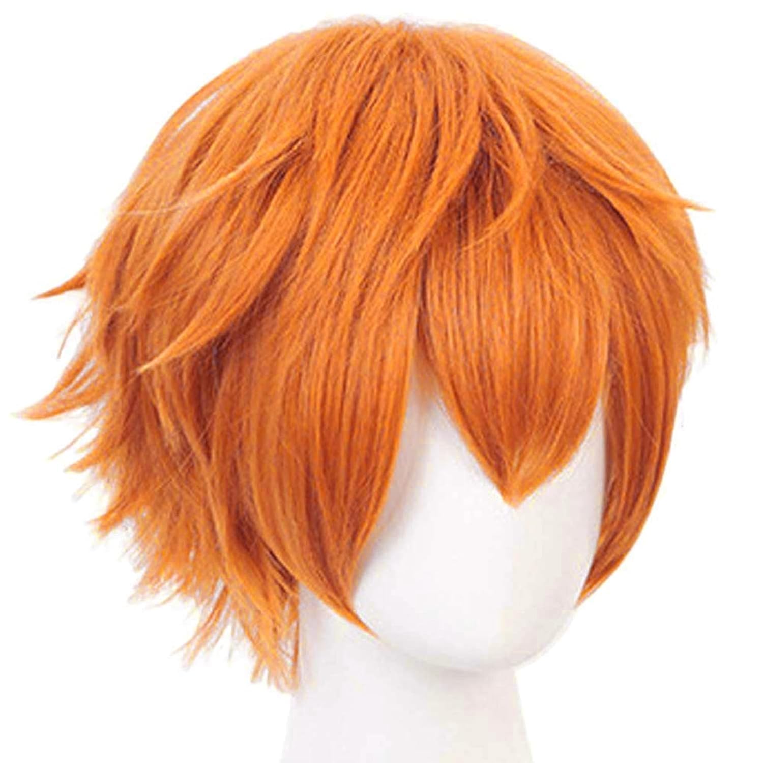 Tech Accessories For Men - ショートオレンジウィッグ男性用オレンジコスプレ衣装ウィッグハロウィン用合成ショートナチュラルウェーブウィッグ髪