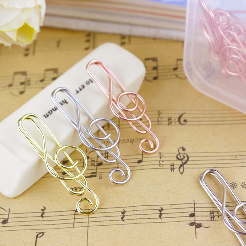Tech Office Accessories - 10 ピース/箱音符形のペーパークリップ装飾カラフルな装飾オフィス文具ペーパークリップピアノアクセサリースコアクリップ