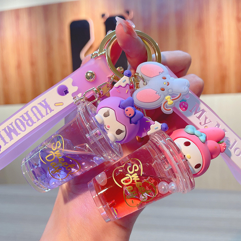 Kawaii Tech Accessories - サンリオ クロミ メロディ クイックサンドキーホルダー キュートなミルクティーカップシェイカーキーリング カワイイバッグペンダントアクセサリー