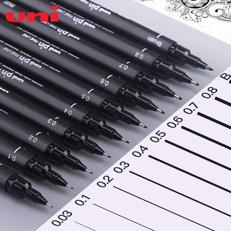 Tech Office Accessories - 日本 UNI ニードルチューブゲルペン PIN-200 コミックデザイン描画アウトライン防水トレース鉛筆アート文具オフィスアクセサリー