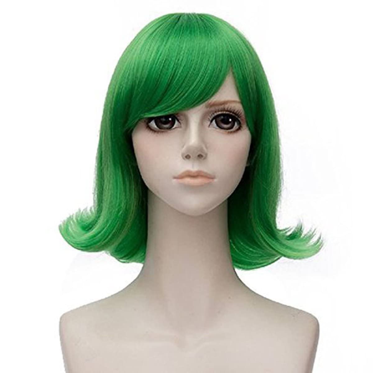 Tech Accessories For Men - 短い緑色の波状コスプレウィッグ、緑色の髪の毛コスチューム、ハロウィン用女性男性仮装ウィッグ、アニメ漫画コスチュームパーティーウィッグ、ハロウィン用