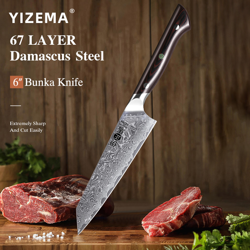 High Tech Kitchen Accessories - YIZEMA 6インチ 文化包丁 高品質 日本製 ダマスカス鋼