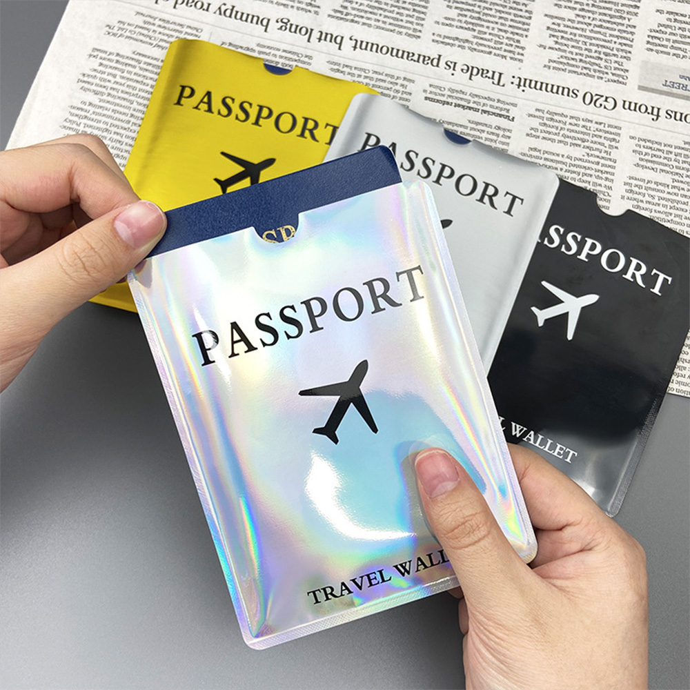Tech Accessories For Travel - アルミホイルパスポート保護ケース、耐磁性および盗難防止ブラシ、レーザー航空機バージョンパスポートホルダー A-DH
