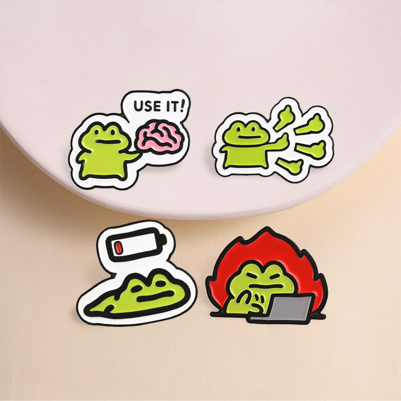 面白いカエルのバッジかわいい漫画エナメルピン仕事オフィスユー - Kawaii Tech Accessories のレビューと価格