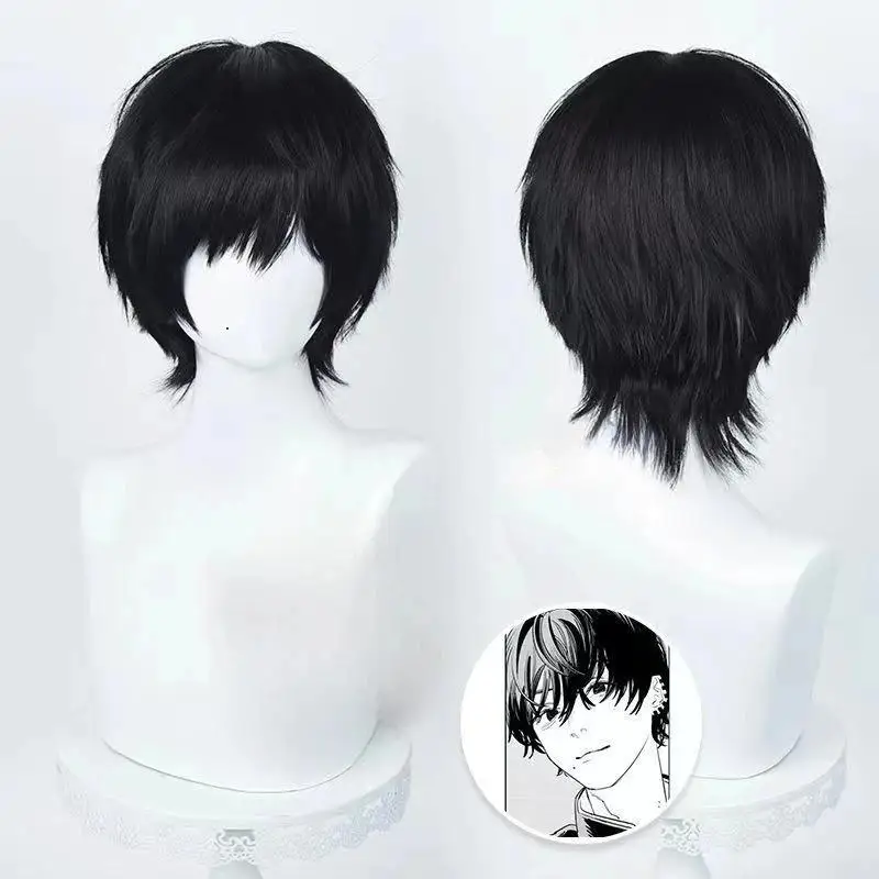アニメコスプレウィッグ 35 センチメートルショート黒耐熱人 - Tech Accessories For Men のレビューと価格