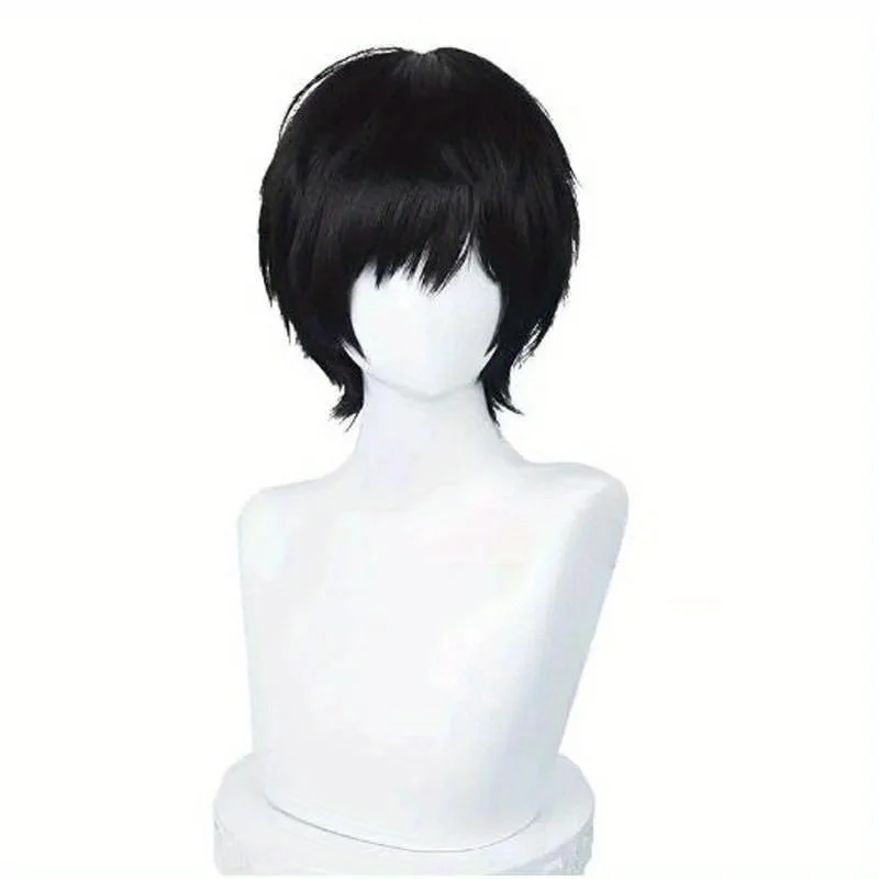 アニメコスプレウィッグ 35 センチメートルショート黒耐熱人 - Tech Accessories For Men のレビューと価格