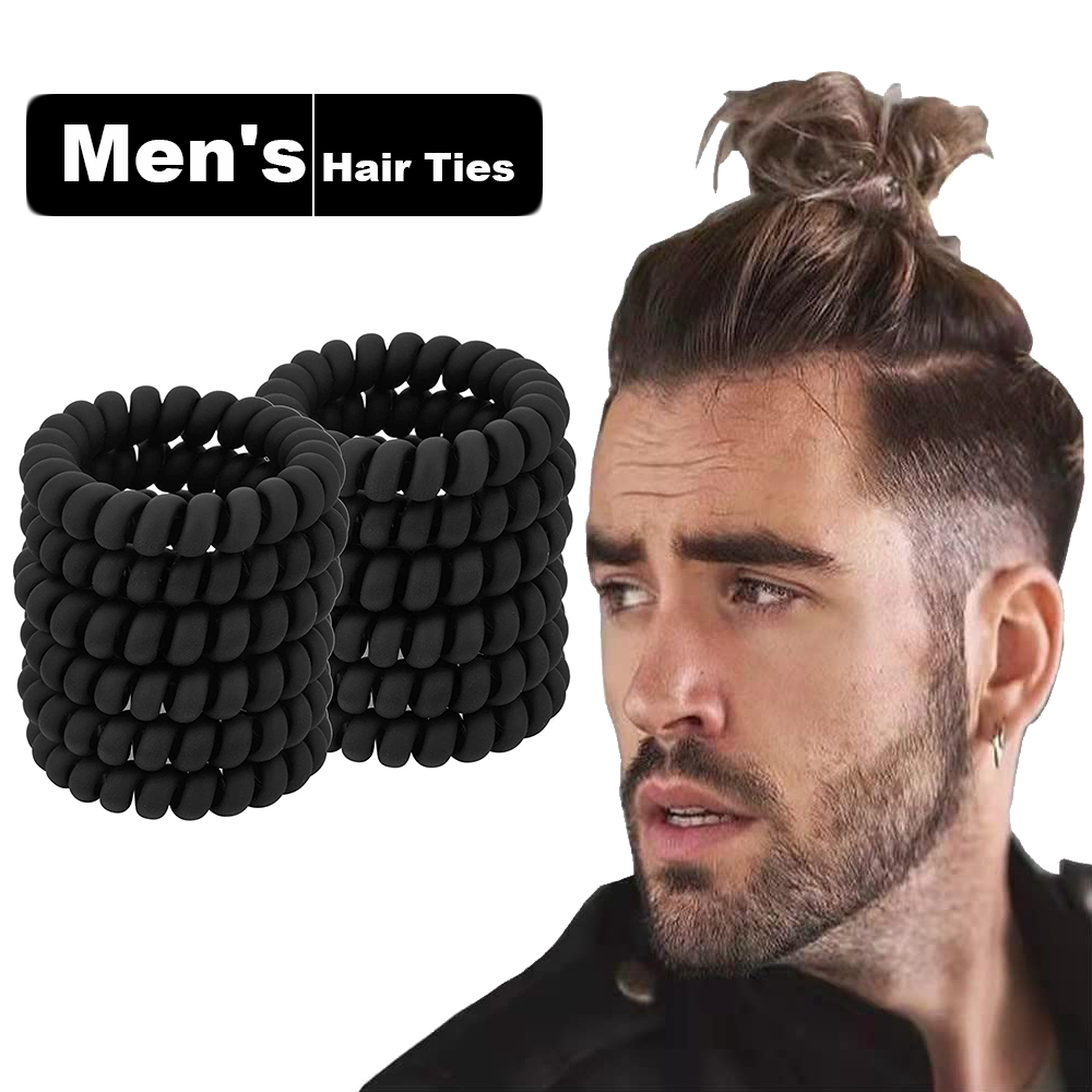 黒スパイラルヘアネクタイマット弾性跡のないスポーツヘアネクタ - Tech Accessories For Men のレビューと価格