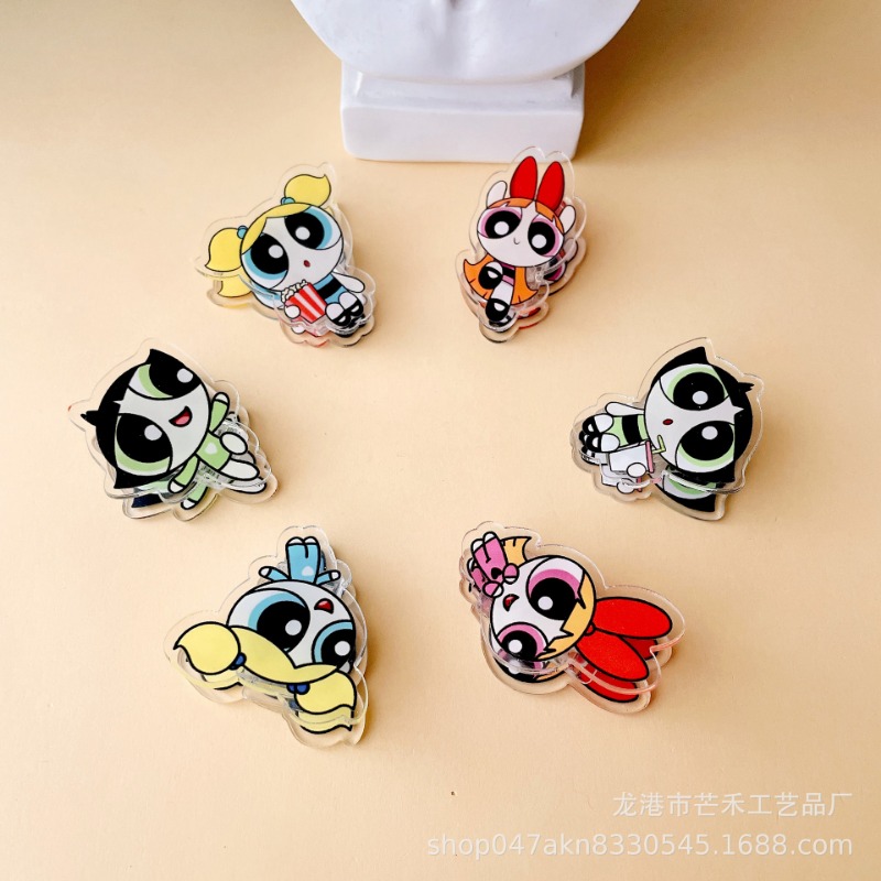 6 個かわいいパワーパフガールズアクリルクリップ子供かわいい - Tech Office Accessories のレビューと価格