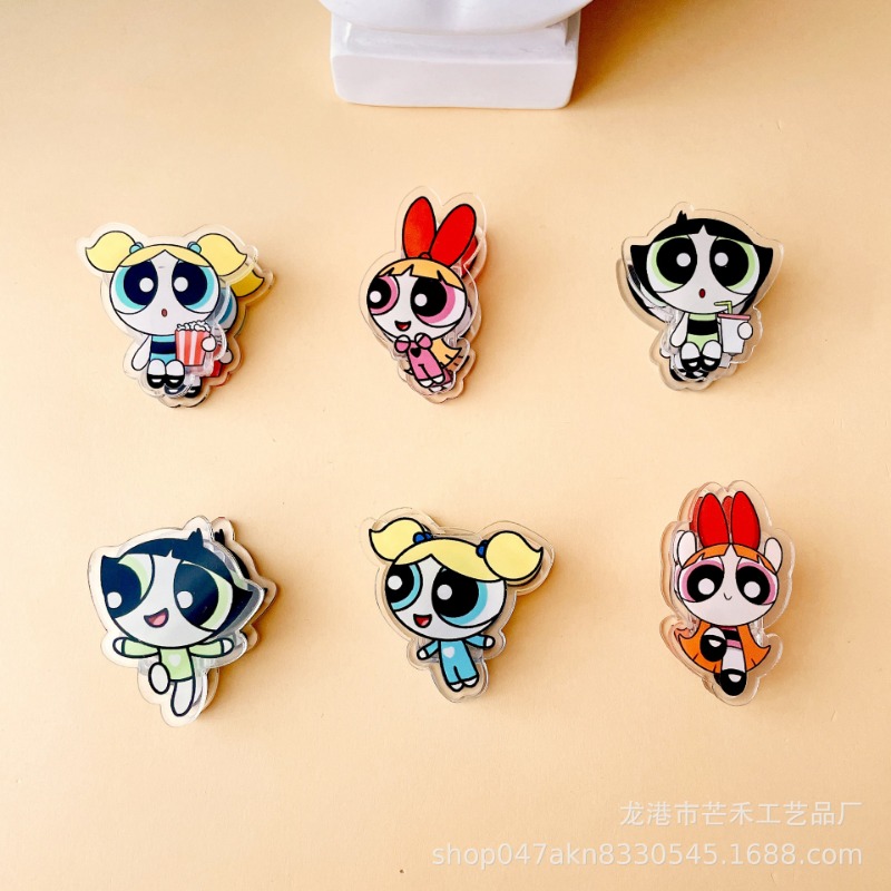 6 個かわいいパワーパフガールズアクリルクリップ子供かわいい - Tech Office Accessories のレビューと価格