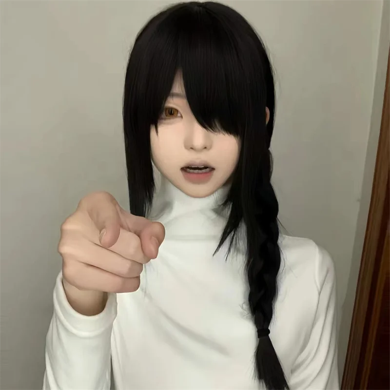 アニメチェーンソーマンナユタ大人のコスプレウィッグ黒ロング三 - Tech Accessories For Men のレビューと価格