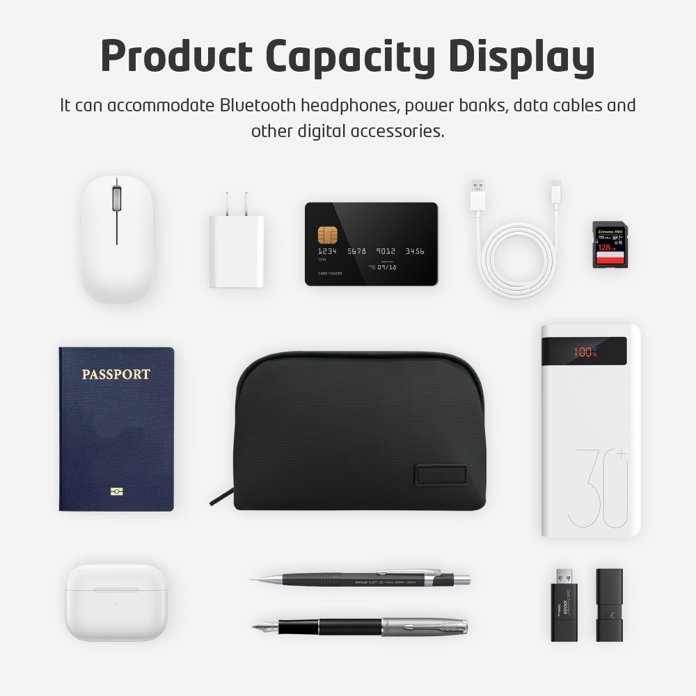 軽量防水テックポーチ、ポータブル電子機器アクセサリーケース、 - Tech Accessories For Travel のレビューと価格