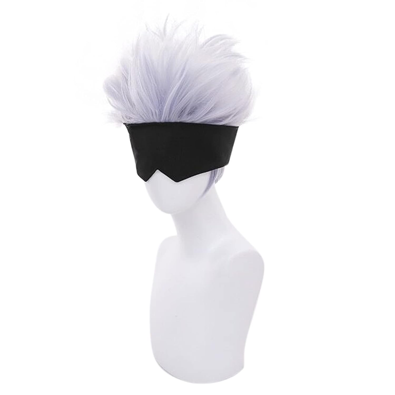 コスプレウィッグ,短い波状の髪,黒,目隠し,ライトパープル, - Tech Accessories For Men のレビューと価格
