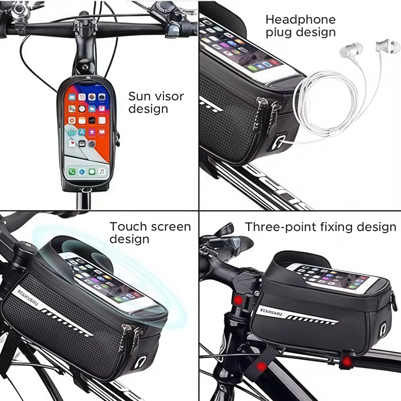 防水サンバイザー付きタッチスクリーンバイクフレームフロントチ - Tech Accessories Bag のレビューと価格