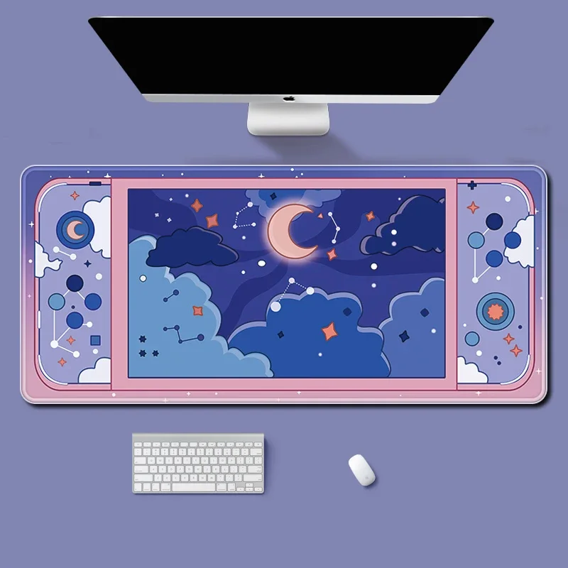 月と星大型デスクマットかわいい美的マウスパッドかわいいスカイ - Kawaii Tech Accessories のレビューと価格