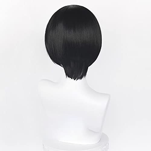 女性男性の髪ミカサエイダコスプレウィッグショートストレートブ - Tech Accessories For Men のレビューと価格