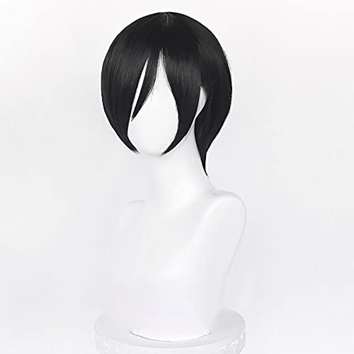 女性男性の髪ミカサエイダコスプレウィッグショートストレートブ - Tech Accessories For Men のレビューと価格