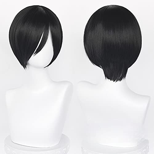 女性男性の髪ミカサエイダコスプレウィッグショートストレートブ - Tech Accessories For Men のレビューと価格