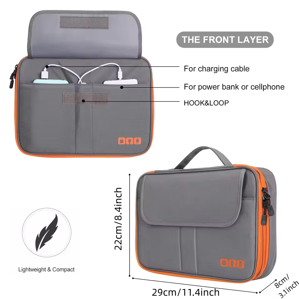 旅行用二層式デジタル収納ポーチ、充電器、USBデータケーブル - Tech Accessories Bag のレビューと価格